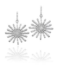 עגילי שמש, זהב לבן 18 קראט בשיבוץ יהלומים