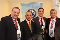 משמאל לימין: שר המדע-דניאל הרשקוביץ, ראש נאס"א-צ'רלס בולדן, ראש מכון פישר-תא"ל (מיל.) אסף אגמון, מנכ"ל משרד המדע-מנחם גרינבלום. צילום: סיון פרג'