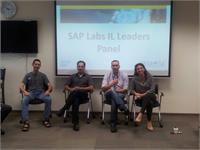פאנל מנהלים ב-SAP – מימין: אורנה קליינמן, אילן שוורץ, אלון שחר, יהונתן הלר