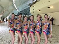 נבחרת הג׳וניור היום במוסקבה. צילום: באדיבות איגוד ההתעמלות בישראל