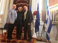 מימין ברוך ברלינר ברוסילובסקי ונחום סלוצקר בקונצרט בפריז 
