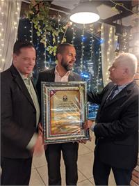 מימין לשמאל פרופסור עזאיזה, השגריר אל ג'לאהמה, והמנכ"ל באדרנה